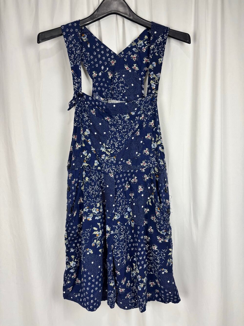 Vintage Pinky Mixed Print Floral Patchwork Jumpsuit Overalls Dungarees
 Blue M